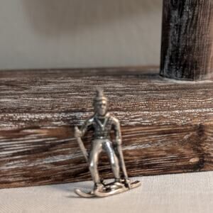 Vintage 925 Sterling Silver Snow Skier 3D Charm/Pendant